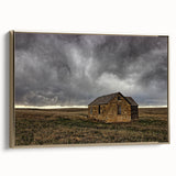 Framed canvas featuring a vintage-style Kansas landscape in muted gold and black tones, ideal for bedroom wall decor.