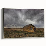 Framed canvas of a vintage-style Kansas landscape painting in black with colorful accents, ideal for living room decor.
