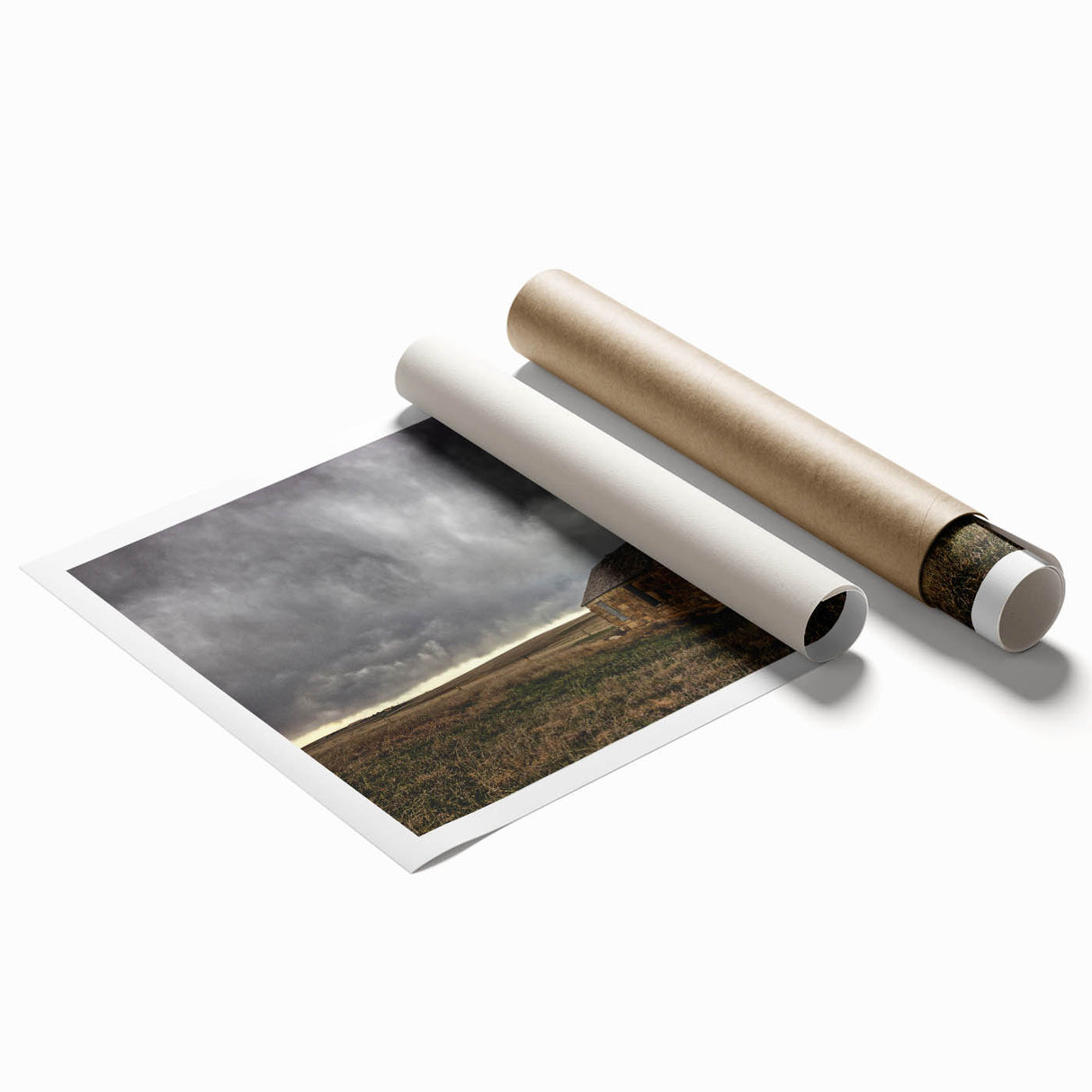 Extra large rolled print of a Kansas scenery with vibrant florals, ideal for classy bathroom or large living room wall art.