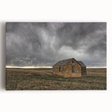 Black and white stretched canvas of Kansas scenery, ideal for kitchen wall art.