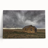 Black and white photo of Kansas scenery on stretched canvas, ideal for kitchen wall art or bedroom.