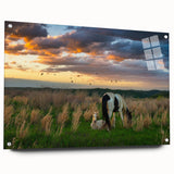 Acrylic print of a large abstract depiction of Kentucky scenery in muted earth tones, ideal for dining room decor.