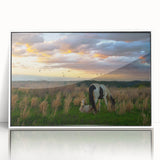 Acrylic print of Kentucky scenery with a white frame, featuring art deco style, ideal for modern nursery wall art.