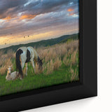 Textured black wall art depicting a colorful Kentucky scenery on an extra large framed canvas, ideal for living room decor.