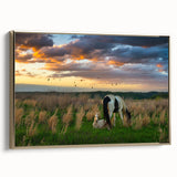 Framed canvas of a vintage-style Kentucky landscape in black and gold tones, ideal for bedroom wall art.