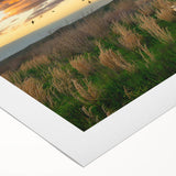 Art deco poster featuring a Kentucky landscape in muted greens and blues on rolled canvas, suitable for dining room walls.