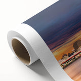 Art Deco style poster of New Orleans skyline, in pastel shades on rolled canvas.