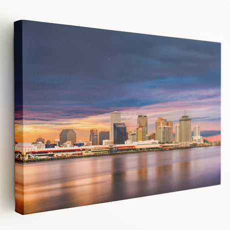 New Orleans scenic street view in muted earth tones on stretched canvas, suitable for kitchen wall art.