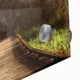 Large abstract wall art depicting Louisiana scenery in mid-century modernist style on acrylic glass.