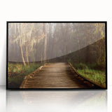 Large abstract wall art depicting a Louisiana landscape in muted earth tones, framed in black acrylic.
