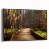 Black and white framed canvas featuring a vintage-style Louisiana landscape, ideal for bedroom wall art.