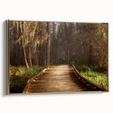 Framed canvas depicting a vintage-style Louisiana landscape in muted gold and black tones, suitable for bedroom decor.