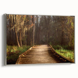 Framed canvas of a Louisiana landscape painting featuring vibrant green and blue tones.