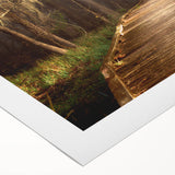 Art deco poster of a Louisiana landscape in muted greens and blues on rolled canvas, suitable for dining room decor.