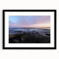 Extra large framed wall art of abstract Acadia, Maine scenery in vibrant, colorful textures, ideal for living room decor.