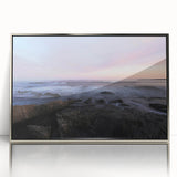 Acadia National Park scenery on a large framed acrylic print, featuring muted green and blue tones.