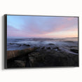 Black and white landscape art of Acadia, Maine on framed canvas, ideal for bedroom wall decor.