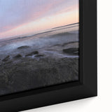 Extra large framed canvas of a textured Maine Acadia scenery in black with colorful art accents, ideal for living room decor.