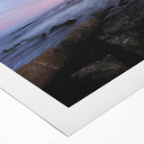 Art deco poster of Acadia National Park with muted earth tones on rolled canvas, suitable for dining room decor.