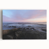 Black and white stretched canvas of Acadia, Maine scenery, ideal for kitchen wall art.