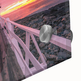 Large abstract wall art depicting a Maine scenery on acrylic glass, in muted earth tones, ideal for dining room art.