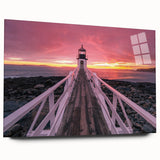 Large abstract depiction of Maine scenery in muted blue and green tones on acrylic glass.