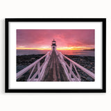 Abstract art print featuring vibrant, colorful textures of Maine scenery on a large black-framed canvas.