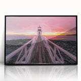 Large abstract wall art depicting a serene Maine landscape in muted earth tones, framed in black acrylic.