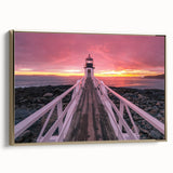 Framed canvas depicting a vintage-style Maine landscape in black and gold tones, ideal for bedroom wall decor.