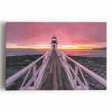 Black and white stretched canvas of Maine's rocky coastline, suitable for kitchen art.