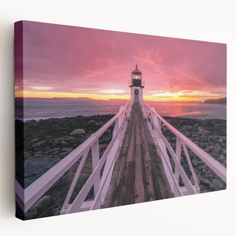 Scenic Maine coastline depicted in muted blue and green tones on a large stretched canvas, suitable for kitchen wall art.