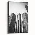Black and white framed canvas of Detroit landscape, featuring vintage poster art style, ideal for bedroom wall decor.