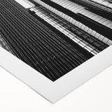 Art deco poster of Detroit skyline in muted gray on rolled canvas, suitable for dining room wall art.