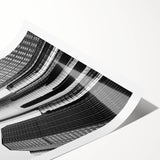 Extra large rolled print featuring line art flowers in black and white, ideal for large living room wall art.