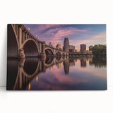 Black and white stretched canvas of Minneapolis skyline, ideal for kitchen wall art or bedroom ambiance.
