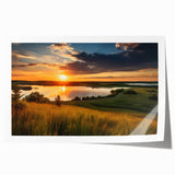 Extra large rolled print of a Minnesota scenery with vibrant green and blue tones, ideal for art wall dining room.