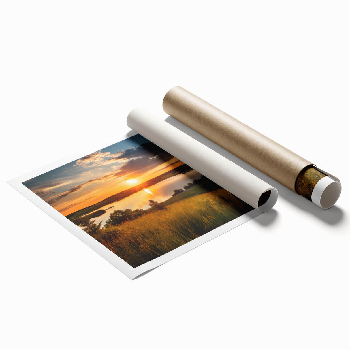 Extra large rolled print of a serene Minnesota landscape in soft pastel shades, ideal for classy bathroom wall art.