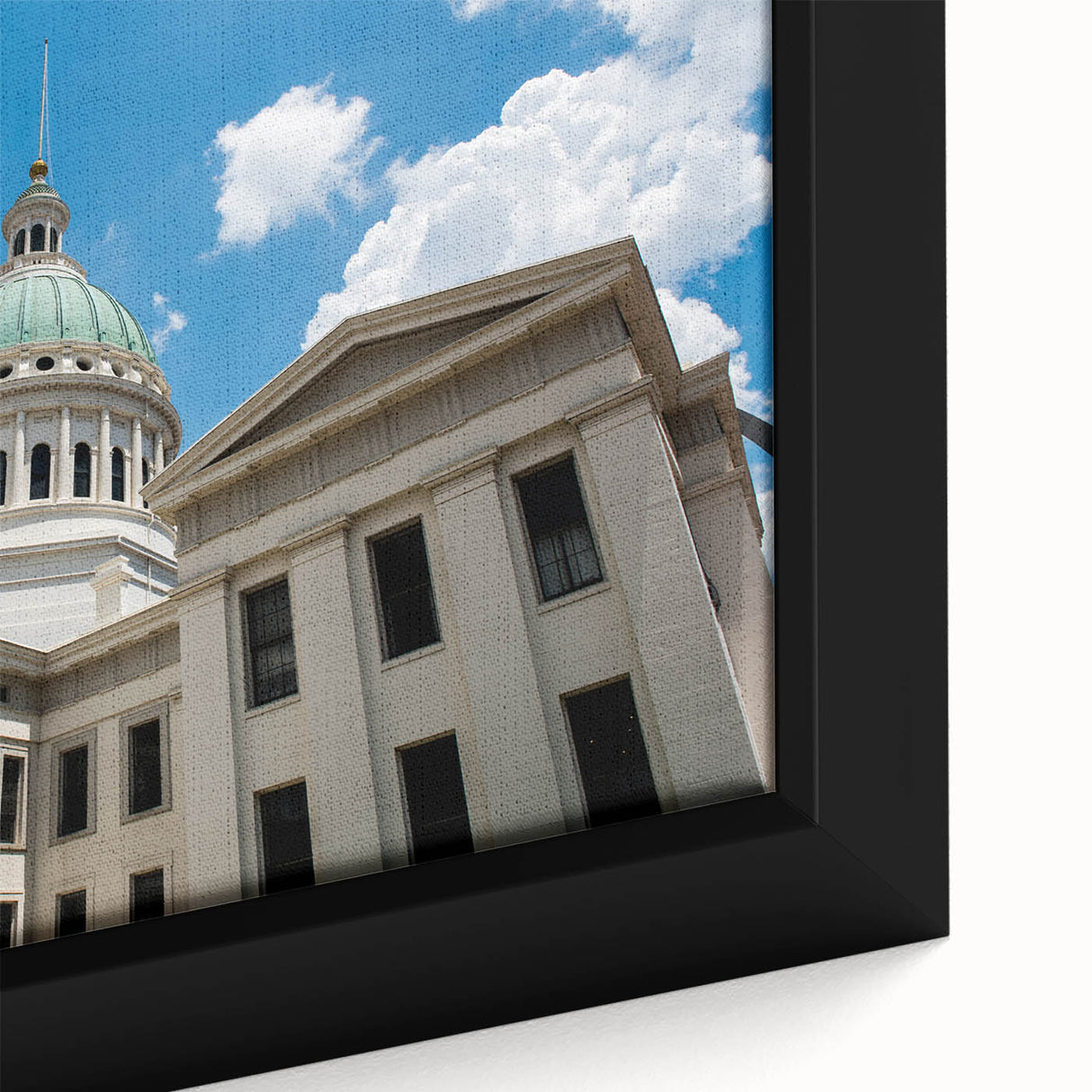 Black wall art featuring a textured depiction of the St.