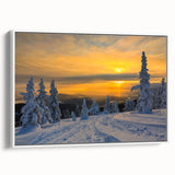 Vintage poster art of Montana scenery on a framed canvas, featuring vibrant colors, ideal for living room decor.