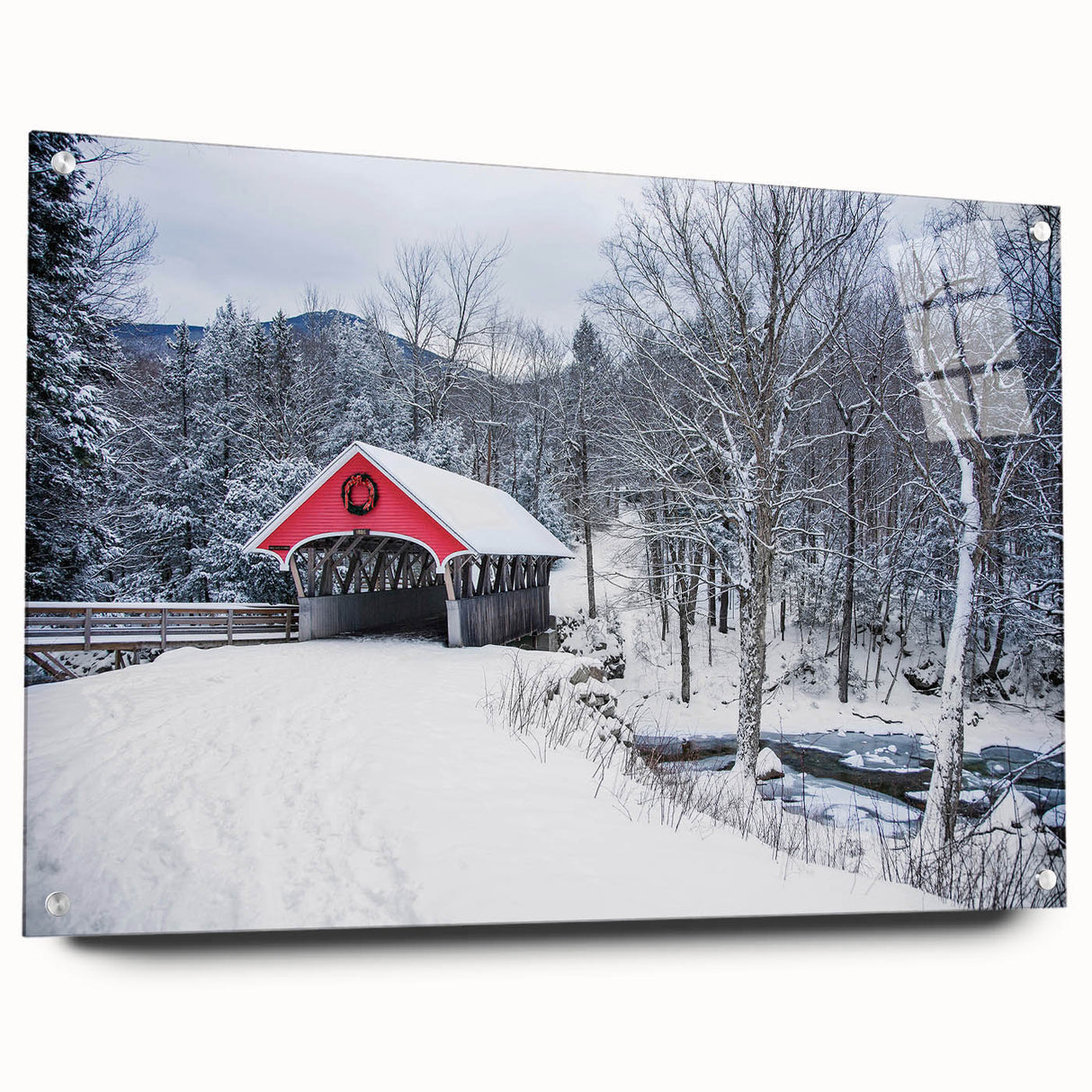Acrylic print of a New Hampshire landscape in muted earth tones, suitable for dining room decor.