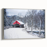 Framed canvas of a vintage-style New Hampshire landscape painting, featuring vibrant green and blue tones.