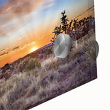 Large abstract wall art featuring a New Mexico scenery in mid-century modernist style on acrylic glass.