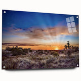 Large abstract wall art depicting the New Mexico scenery in muted earth tones on acrylic glass.