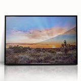 Large abstract wall art depicting a New Mexico landscape in muted earth tones on a framed acrylic.