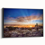 Black and white landscape art painting of New Mexico scenery on framed canvas, ideal for bedroom wall decor.
