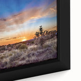 Black textured wall art depicting a New Mexico landscape on a framed canvas, with vibrant, colorful accents.