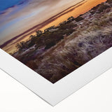 Art Deco poster of New Mexico scenery on rolled canvas, featuring muted earth tones, ideal for dining room wall art.