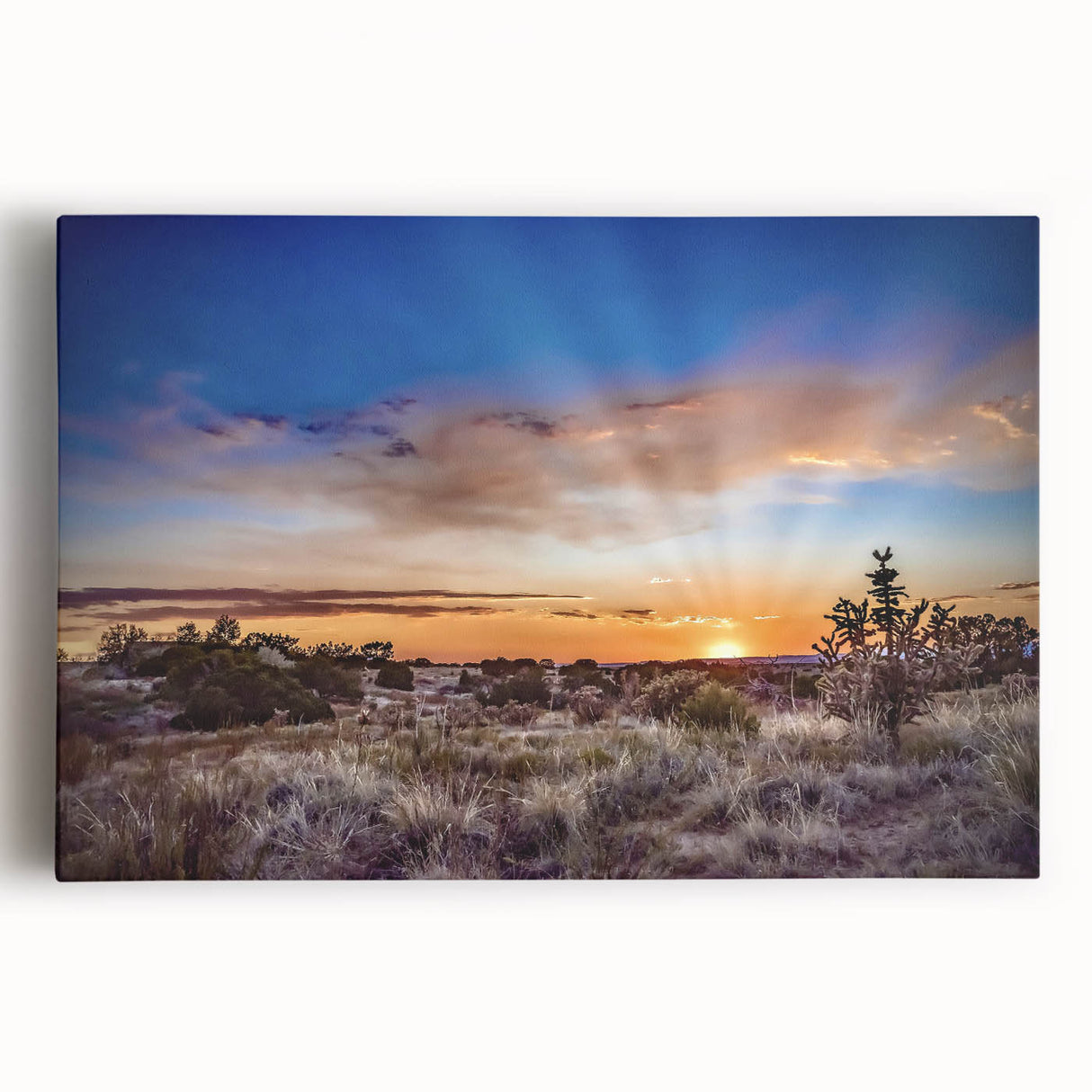 Black and white photograph of New Mexico landscape on large stretched canvas, suitable for kitchen wall art.