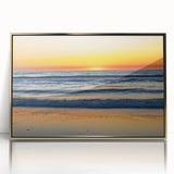 Acrylic print of Outer Banks, North Carolina scenery in gold frame, featuring mid-century modernist style.