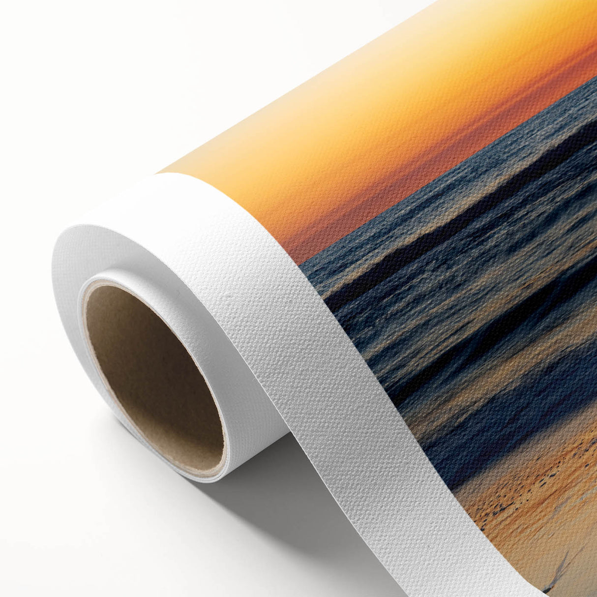 Art Deco-style poster of the Outer Banks in North Carolina, featuring pastel colors on rolled canvas.